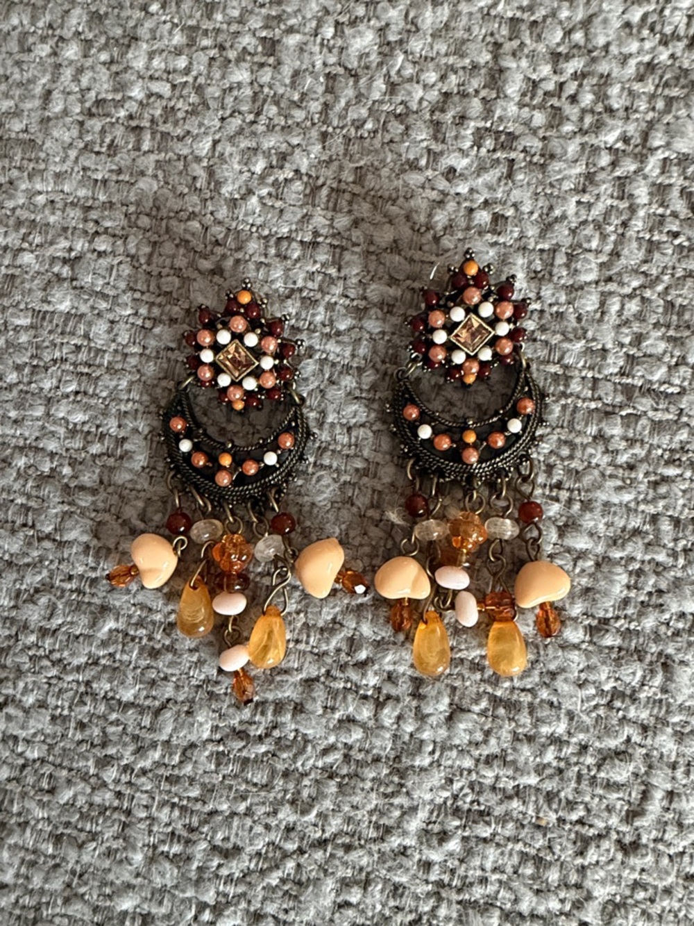 Joan Rivers Orange and Peach Boho Dangle Earrings